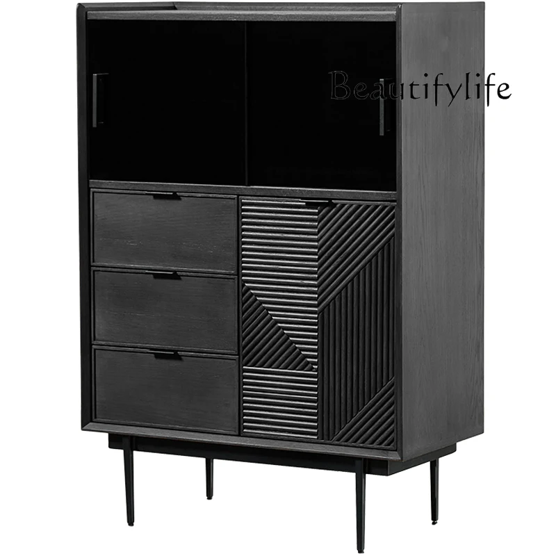 

Solid Wood Sideboard Locker Nordic Retro Wine Cabinet Small Apartment Living Room Tea Cabinet Storage Cabinet