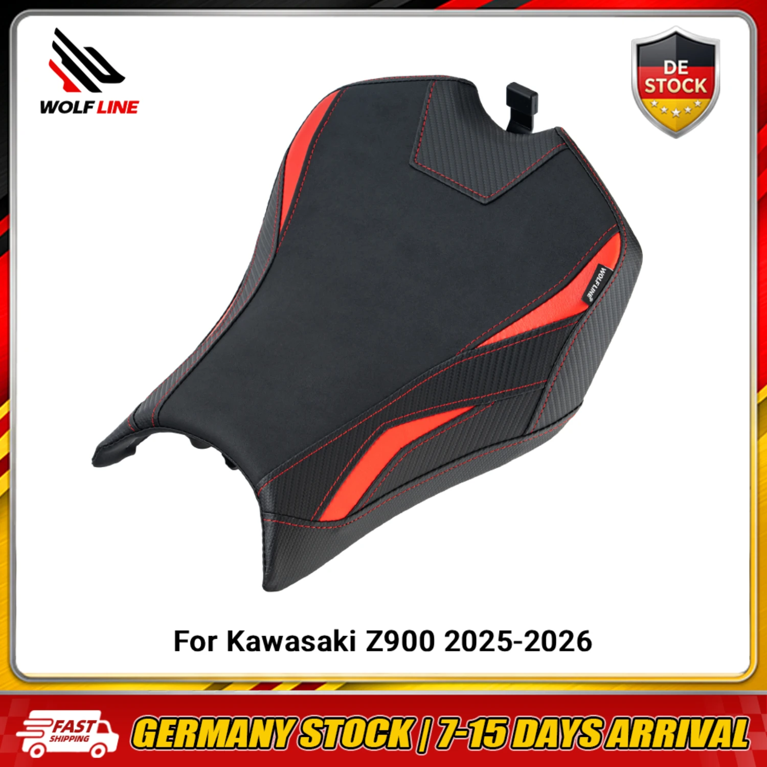 WOLFLINE Vordersitzkissen für Kawasaki Z900 2025-2026 Fahrer-Einzelsitzsattel Tolles Upgrade, Komfort für lange Touren