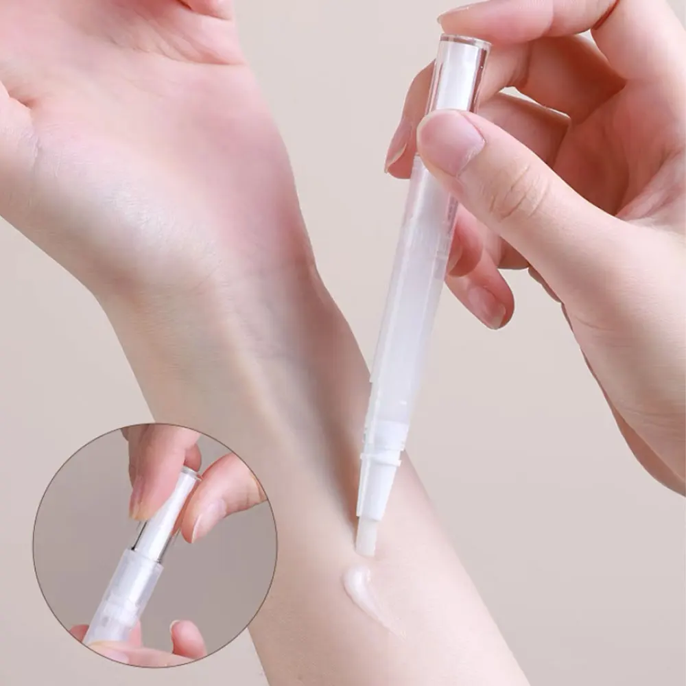 

50/100 шт., 3 мл/5 мл, пустая ручка для ногтей, косметический контейнер, основа для макияжа, кисть для макияжа, прозрачная крутящая кисть с крышкой