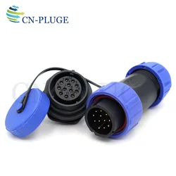 SP21 Waterproof IP68 Outdoor Industrial Connector 2 3 4 5 6 7 8 9 10 12 Pin 21mm Nut Panel Mount Male Plug Female Socket