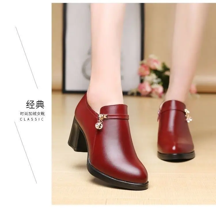 Women Shoes Spring Autumn Women Leather High Heel Pumps Shoes Lady Ankle Boots Office Shoes Female Dress Shoes Botas De Mujer