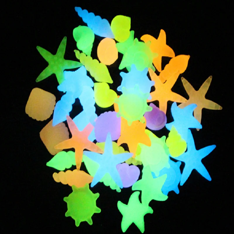 

10/50pcs Luminous Glowing Stones Shell Shaped Starfish Shell For Fish Tank Table Walkways Garden Glow in the Dark Pebbles Decor