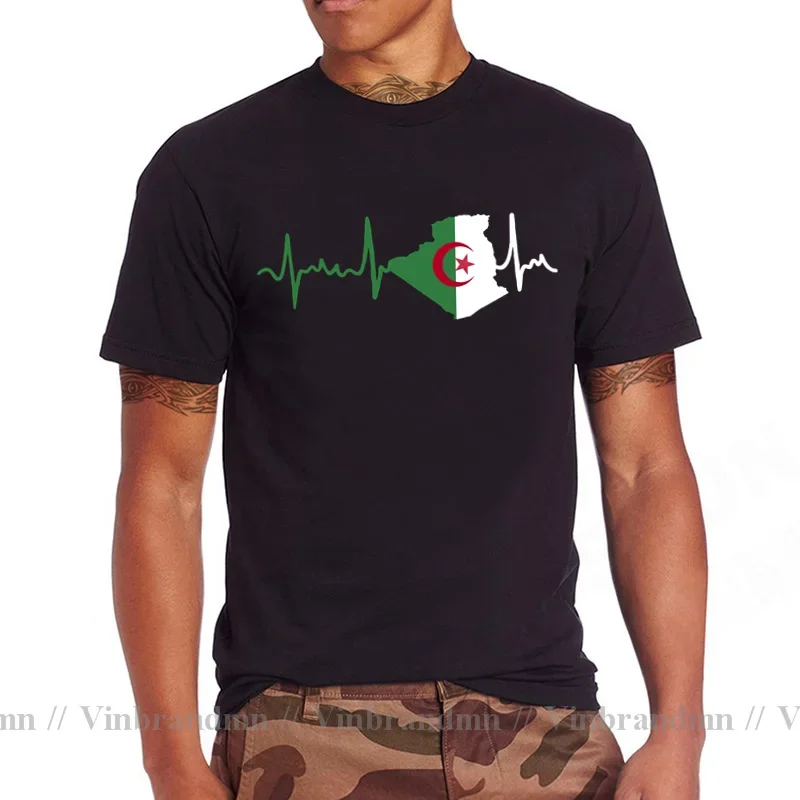 Забавные футболки Algeria Heartbeat Proud To Be Algiers, хлопковая уличная одежда с графическим рисунком, подарки на день рождения с короткими рукавами, летняя стильная футболка