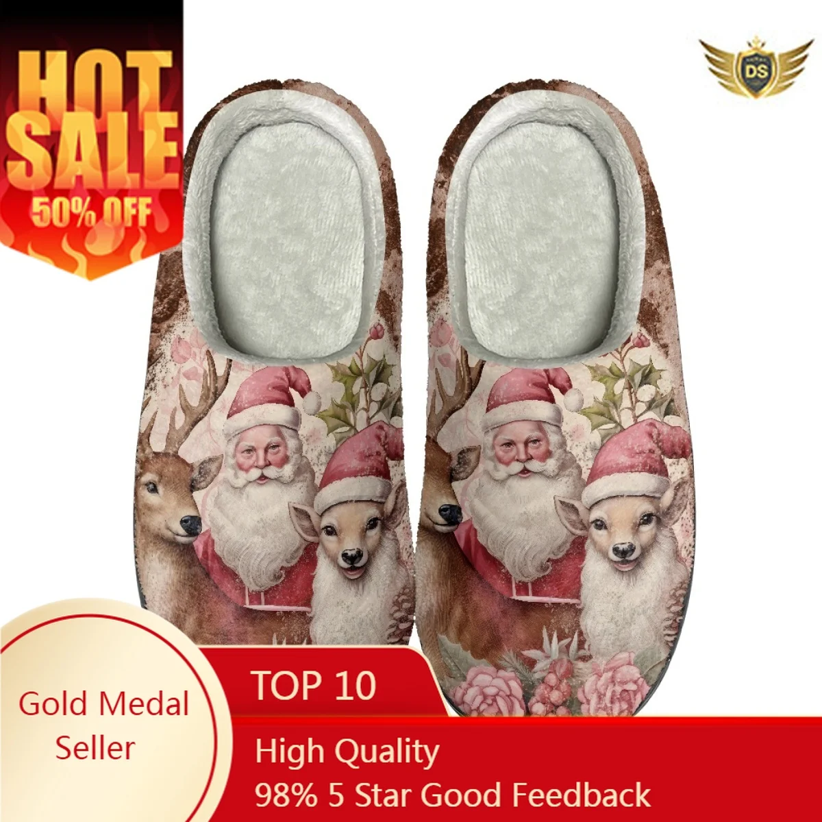 

Santa Claus Design Women Flats Home Slippers Indoor Bedroom Couple Cotton Slipper Autumn Winter Warm Floor Slides Zapatos Mujer