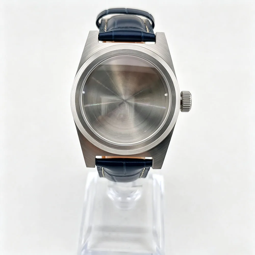 38mm NH35 Watch Case Stainless Steel Sapphire Glass Waterproof Case NH35 Case Leather Strap Watch Parts Fits NH35/NH36 Movement
