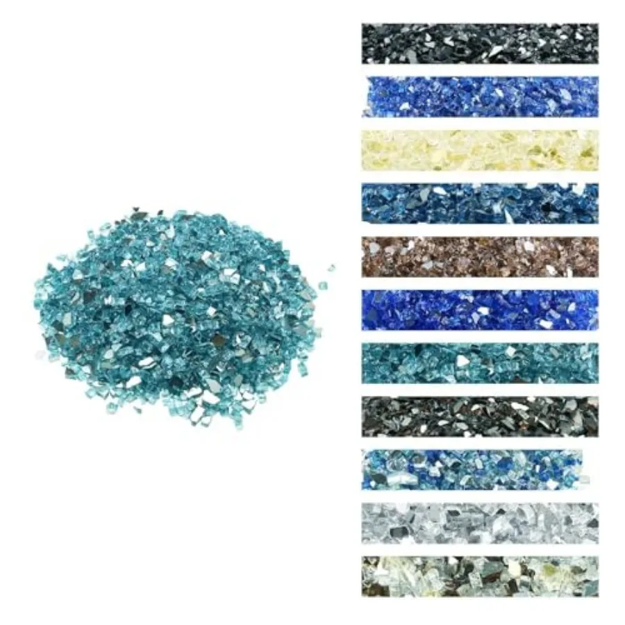 

Fire Glass,,, HighTemperature Resistant Fireplace Rocks, Reflective and Smokeless Fire Pit Glass for Outdoor Table, Landscapg