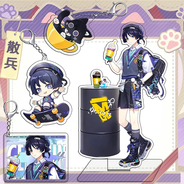 Scaramouche Figurki Stojak akrylowy Moda Anime Figurka akcji Akcesoria Kolekcja Figurki dla dzieci Zabawki Prezent Yuan Shen prezent dla przyjaciela