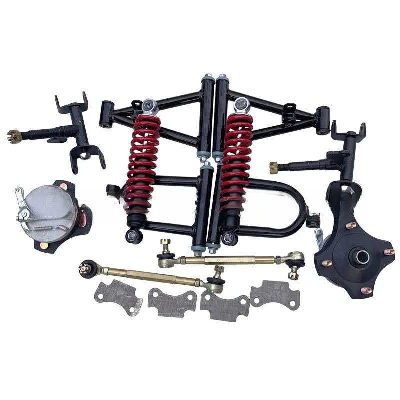 Modified four-wheel kart front suspension steering kit, small ATV frame front drum brake rocker arm horns shock absorption