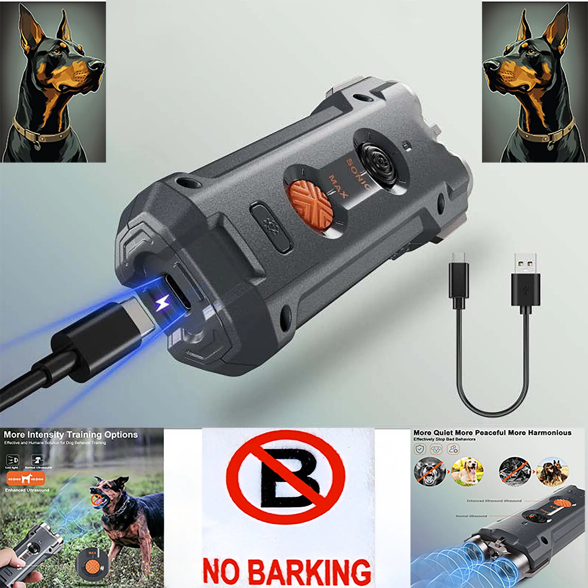 Dog Bark Deterrent Device, Ultrasonic Dog Bark Stopper & Deterrent Anti-bark Training Device Stop Bad Behavior with Led Lights