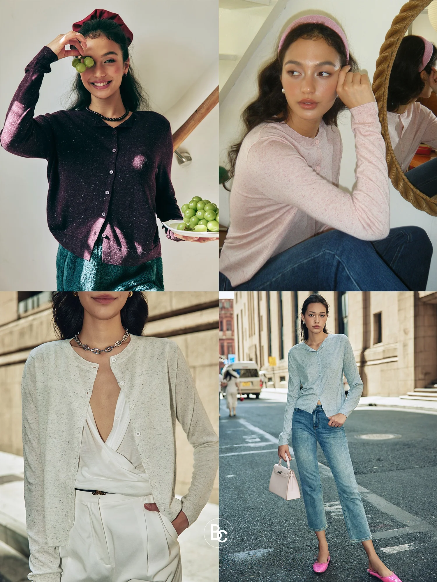 

Betchow Linen Wool Cool Sl Knitted Cardigan Long Sve Faionable Versatile Commute Top Women's Faion Outerwear