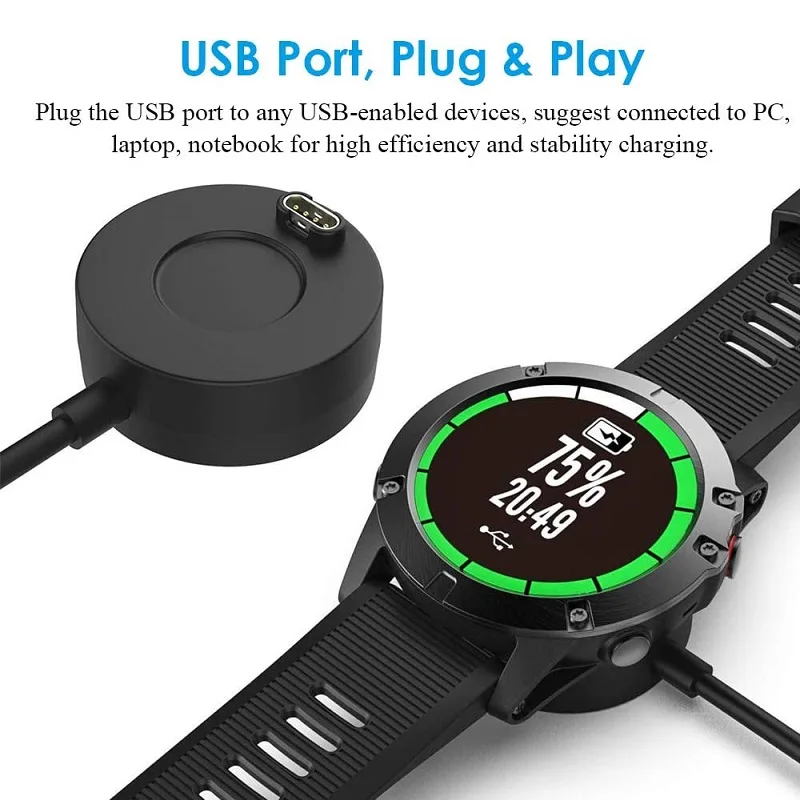 USB Charger For Garmin fenix  5 6 7 7S 7X  6x Pro Solar Charging Cable Data Cable Approach Venu 2S nstinct 2 Vivoactive 3 4