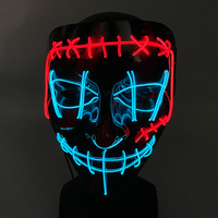 Cool Light Up Scary Face Mask Neon Luminous Colorful Devil Mask LED Glowing Smiling bloody Mask Horror Halloween Costume