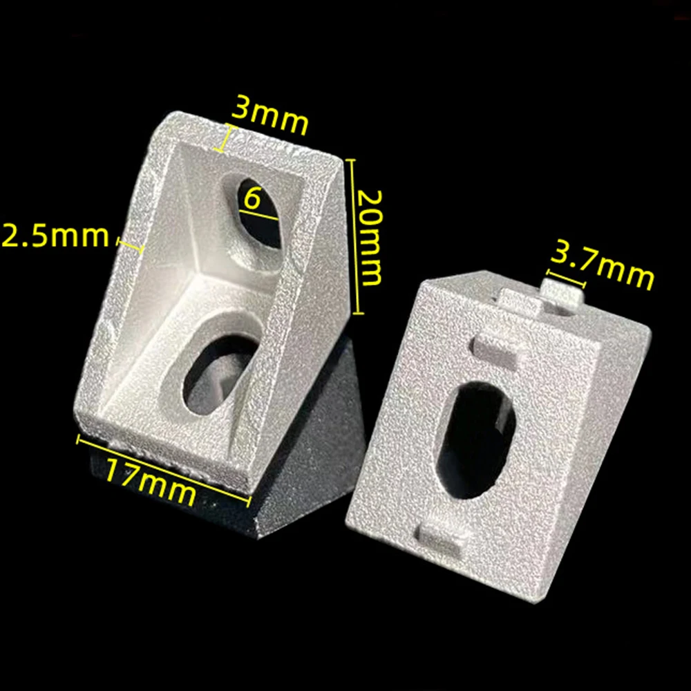 10PCS 2020 Corner Fitting Angle Aluminum 20 x 20 x 17mm L Connector Bracket for 2020 Industrial Aluminum Profile