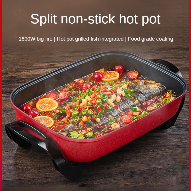 

Electric chaffy dish Household multi-function all-in-one pot Large capacity fish roasting pan Plug in electric conjoined frying