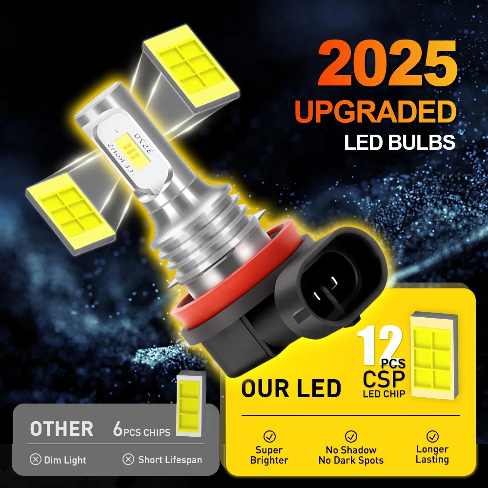2PCS H11 Canbus Car LED Fog Light 6000K CSP Chips Plug and Play For Fiat Panda 2013 2014 2015 2016 2017 2018 2019 Auto Bulb - view 6