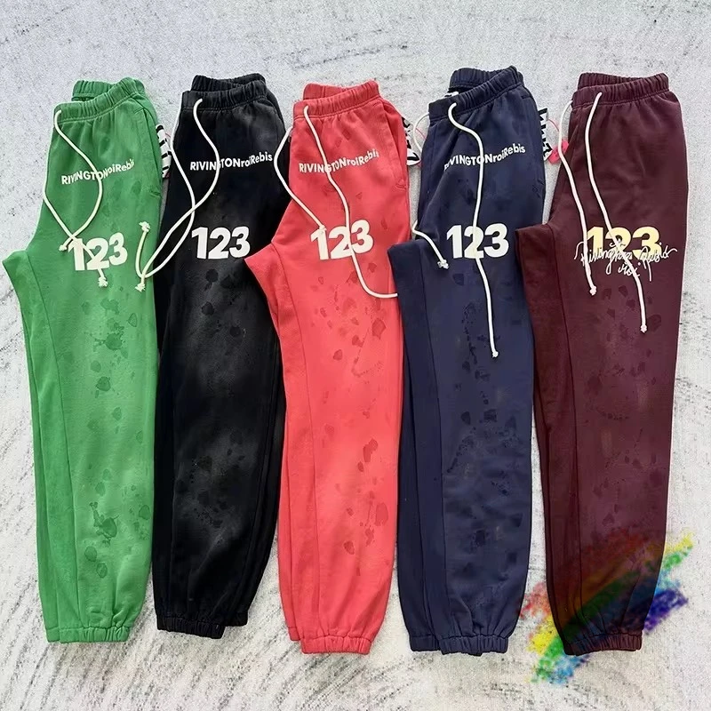 Tie-dyed Vintage Washed RRR123 Sweatpants Men Women RRR 123 Jogger Drawstring Pants Oversize Trousers