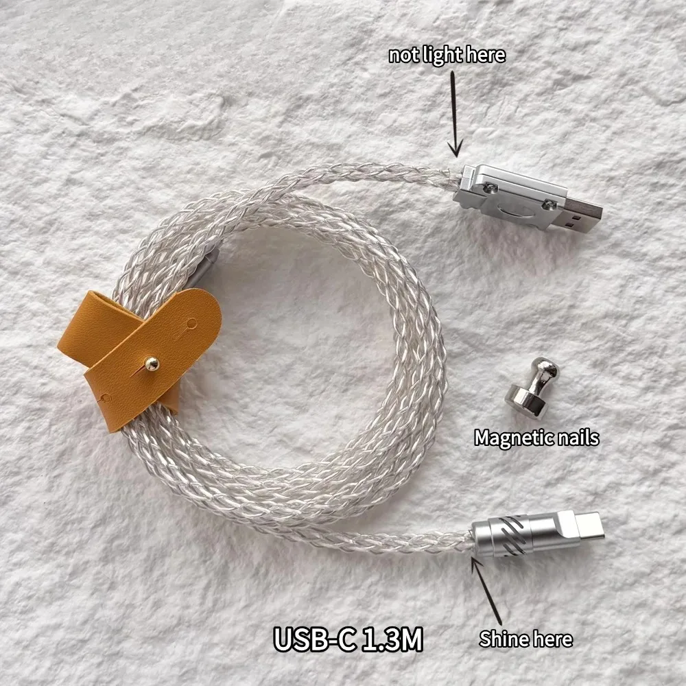 8K Mechanical Keyboard Cable Single Crystal Copper RGB Controllable Lights For HMlab Hub USB-C to C 15cm/1.3m Esports Cord