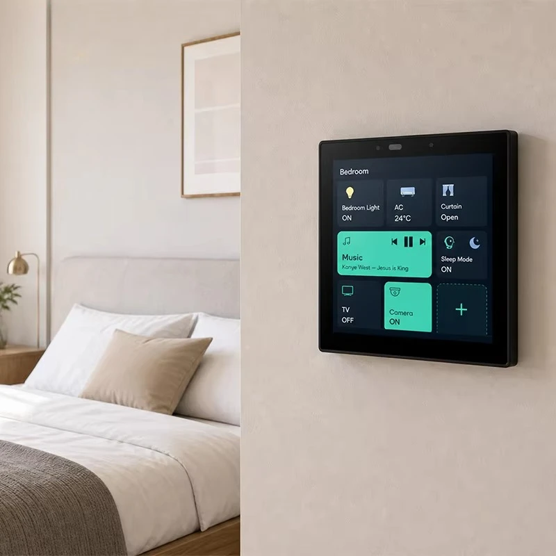 4 Inch IPS Touch Screen 480x480 RJ45 Ethernet POE Touch Control Panel With ESP32 App & Voice Assistant Control