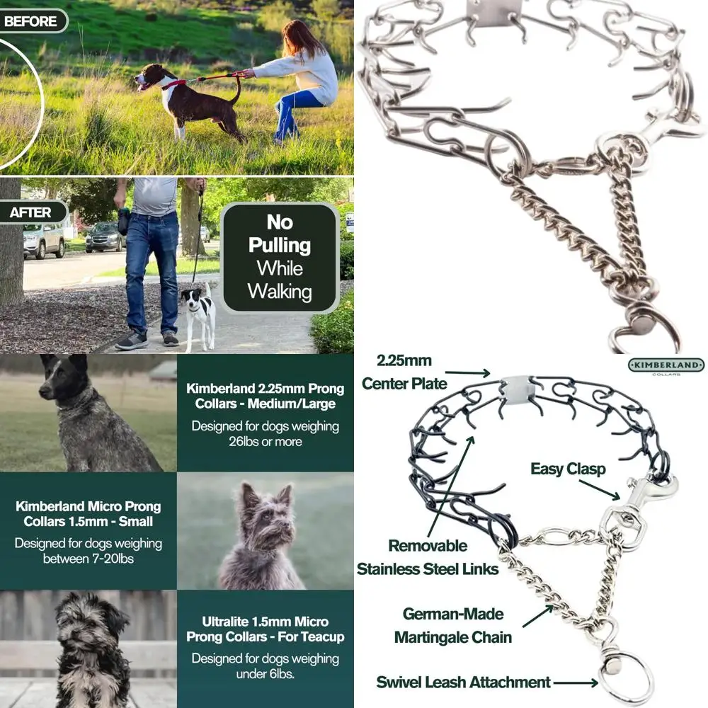 

Большой ошейник для дрессировки собак из нержавеющей стали 2,25 мм | 16 зубцов для собак более 26 фунтов | Учебное пособие без вытягивания