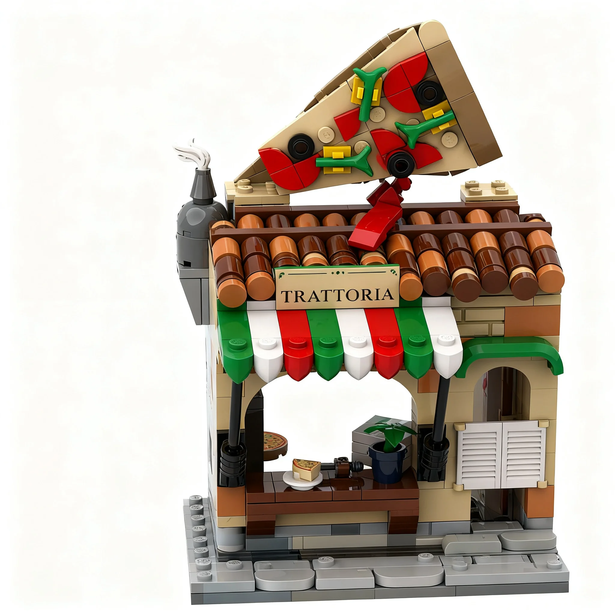 326pcs MOC Modular Buildings MINI Restaurants of the World: Italy (12x10 Kiosk) Model Christmas Gift Collectible Desk Ornament