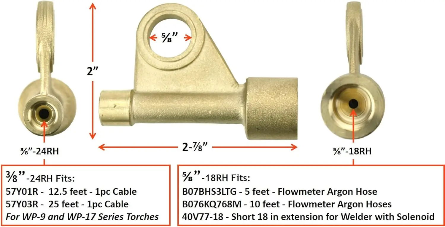 Series - 150 Amp - Air Cooled - Tig Torch With Valve - 12.5 Feet 1-Piece ®Flex Cable - Stud Connector