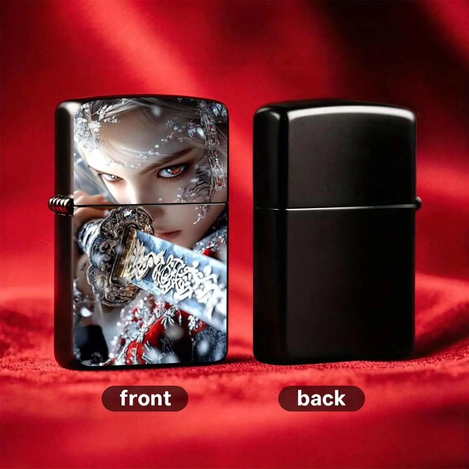 Reusable Flip-top Pocket Metal Lighter, Windproof Design, Refillable for Long-term Use, Portable Size Fits in Pocket Easily, Features Unique Cool Martial Arts Style Ice Snow Battle Princess Pattern, Combines Practicality and Value,