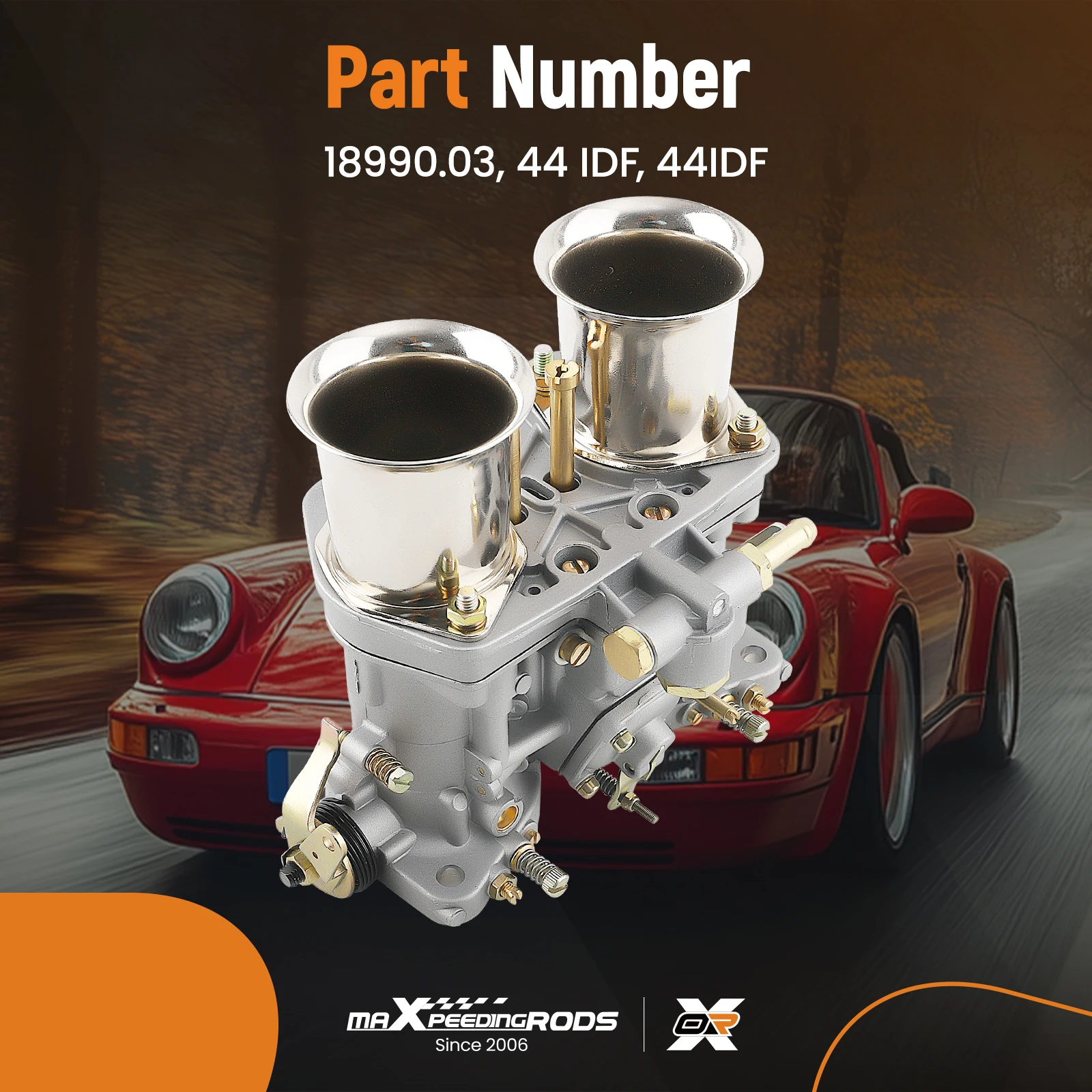 1 Pair 44IDF Carb Carburetors 44 IDF w/Gasket for VW Fiat Porsche Carby W/Air Horn 18990.03