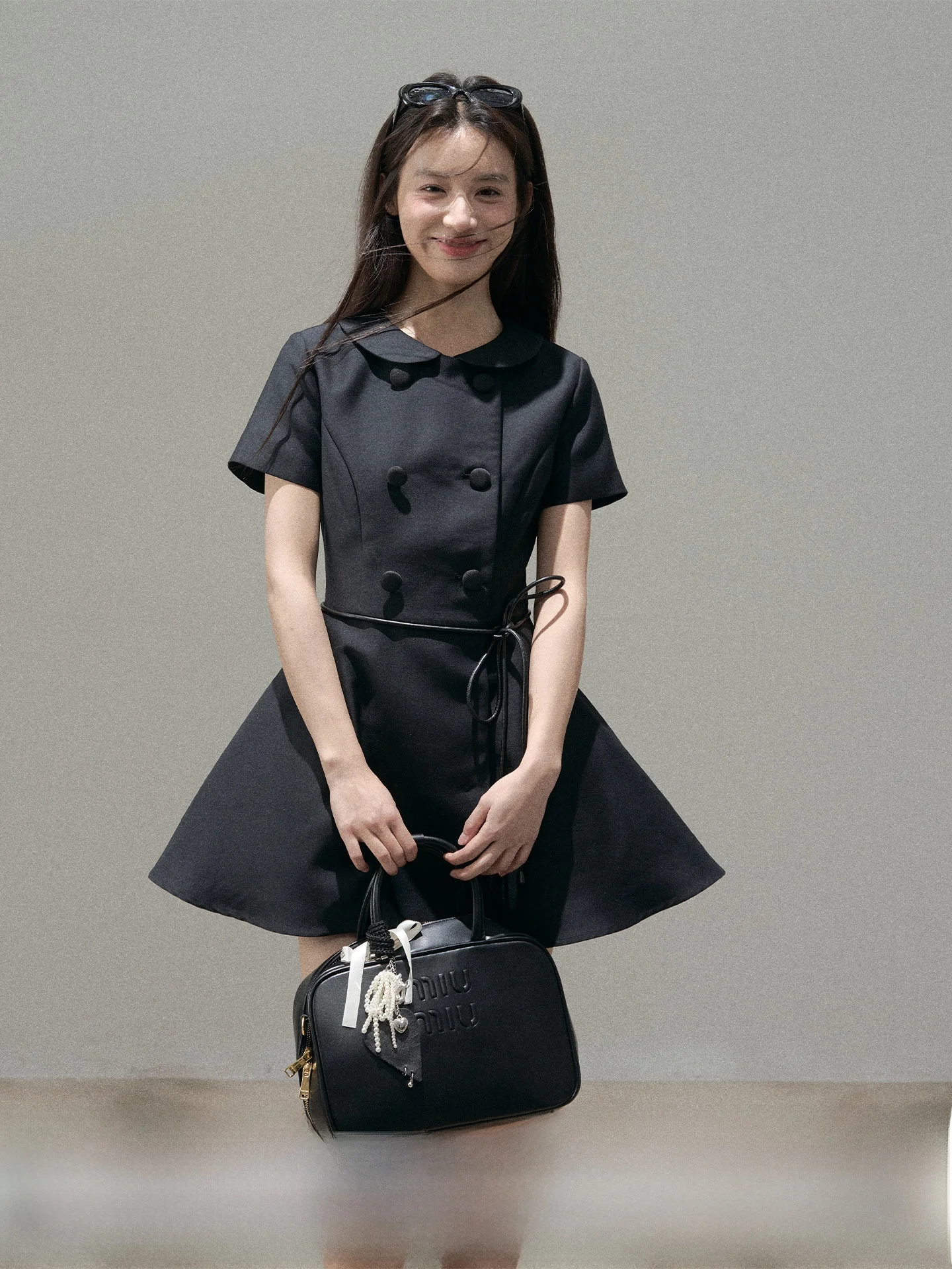 

Anna Cute Retro School Style Double Button Puffy Skirt Korean Version Slimming Design Sense Dress Women's Fashion Polyester F...