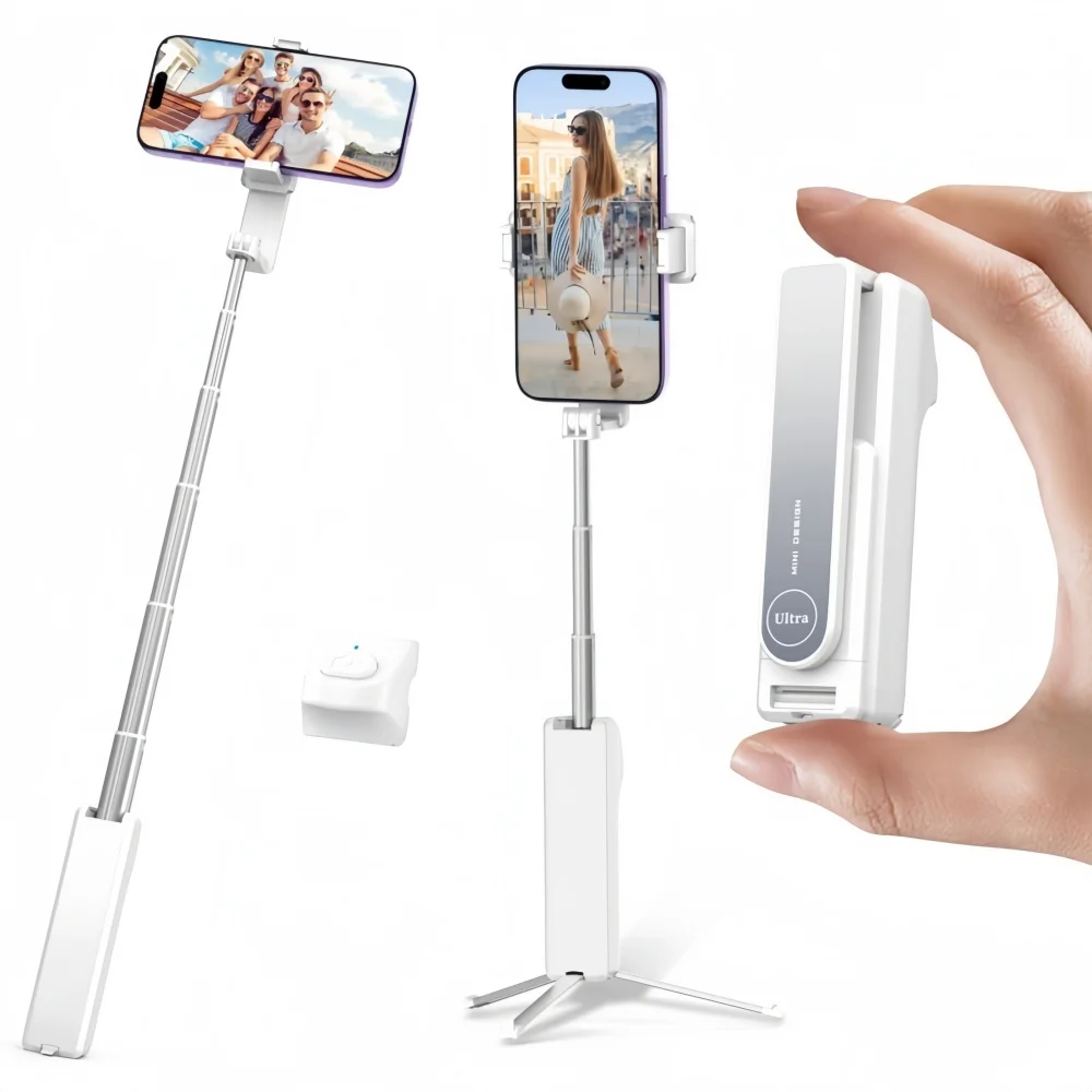Mini Wireless Bluetooth Selfie Stick Tripod with Remote Extendable Tripod, Phone Holder for Travel/Vlog/Live Streaming
