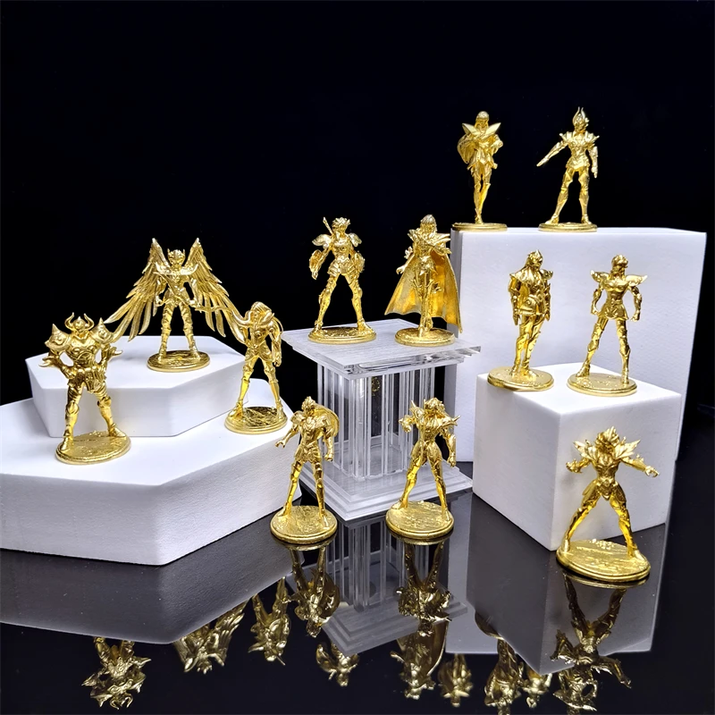 12pcs Spot Goods Golden Saint Seiya Pure Copper Solid Anime Figures Myth Of Holy Cloth Model Ornaments Collectible Toys Gift