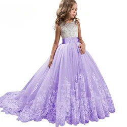 Flower Elegant Briesdesmaid Dress for Wedding 6-14Y Teen Girls Graduation Party Prom Long Gown Children's Pageant Tailling Dress