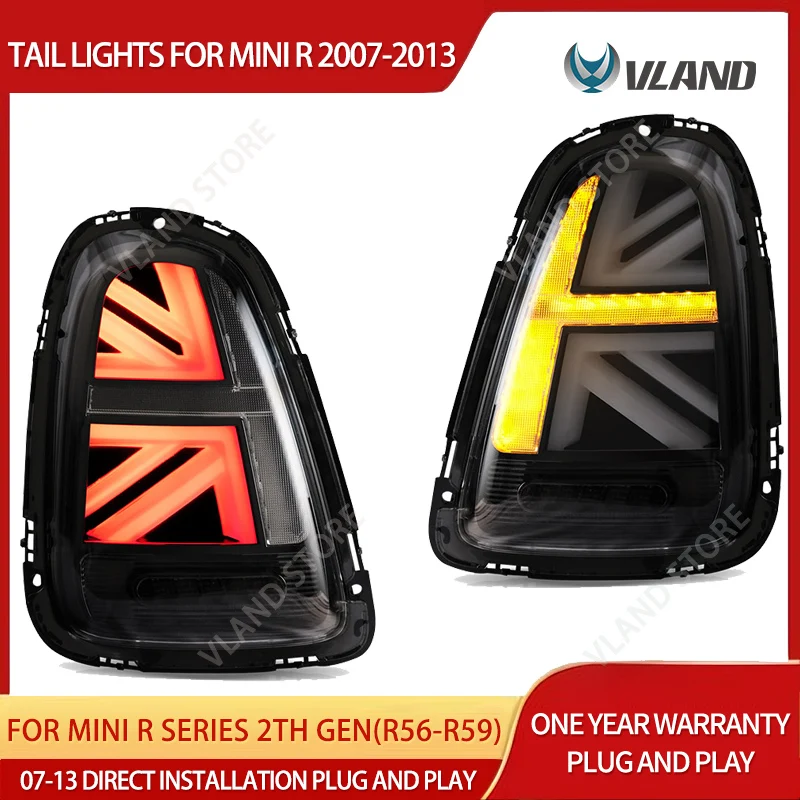 07–13 Mini R-Serie 2. Generation (R56 R57 R58 R59) Vland LED-Rücklichter mit bernsteinfarbenem sequentiellem Blinker
