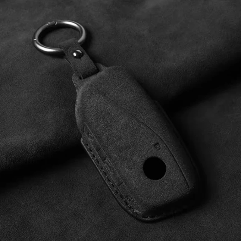

Suede Faux Leather Car Key Case Cover For BMW 7 Series G70 G09 XM U06 G81 M3 2023 i7 X7 G07 LCI iX I20 X1 U11 Keychain Protector