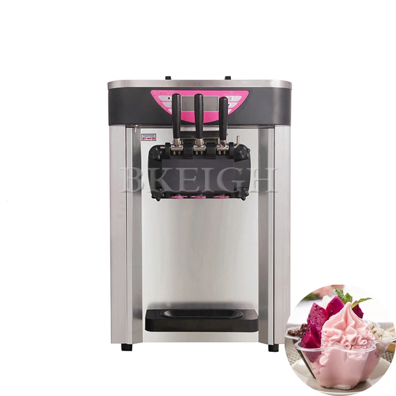 Color Fully Automatic Desktop Soft Ice Cream Machine With Three Different Flavors, High-Power Sweet Cone Sundae Machine