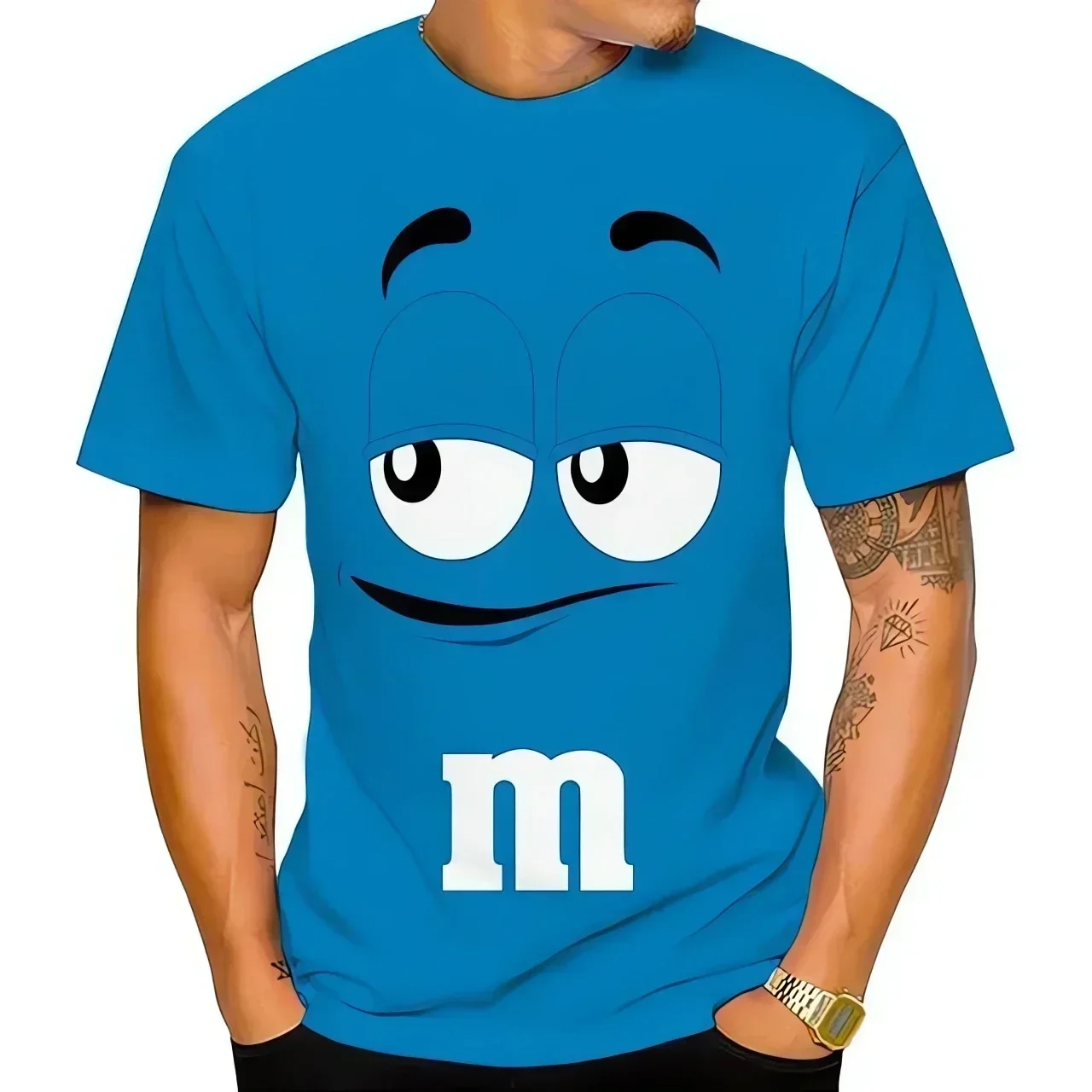 

Summer Innovative M&M Chocolate Bean Children's 3D Printed Men's T-shirt, Fun, Casual, Fashionable, 100-6XL