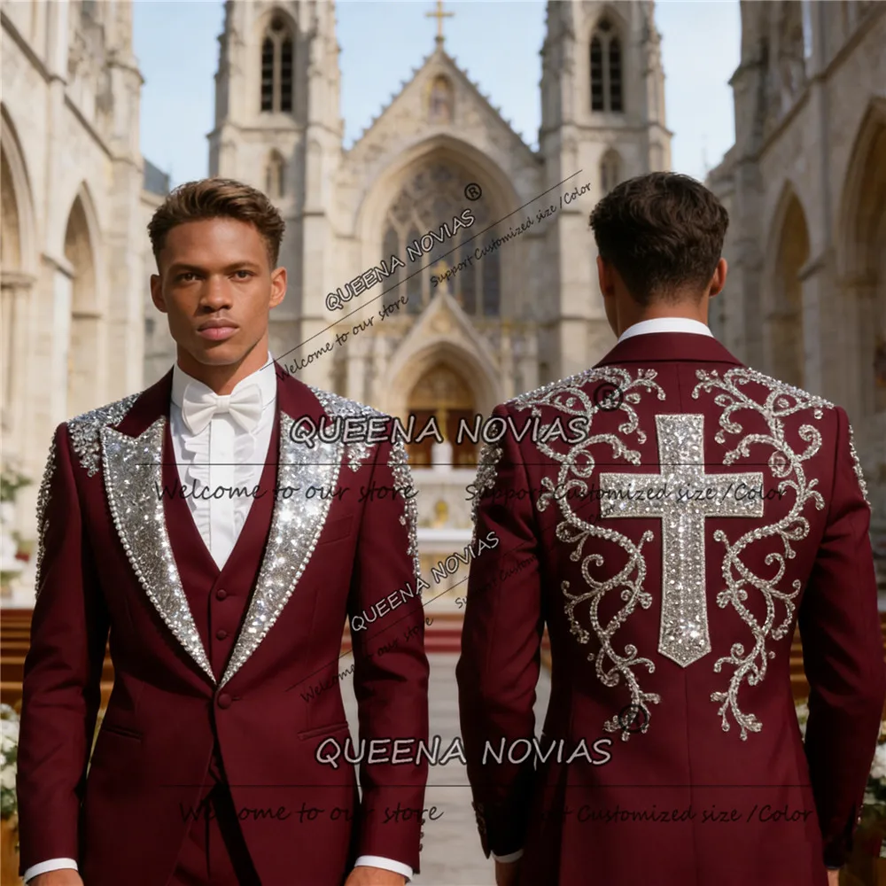 

Мужской модный костюм для свадьбы, блестящий, с пайетками и бисером, пиджаки для выпускного вечера, индивидуальный пошив, торжественная одежда, смокинги, роскошные костюмы для мужчин