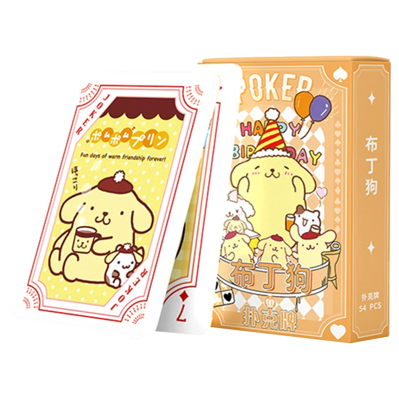 Sanurgente-Jeu de cartes à jouer à pompon Purin, jeu de société, mignon, dessin animé, jouets pour enfants, deck, café, chien, chat