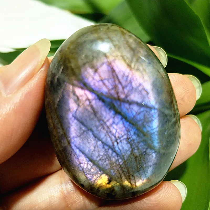Natural Gemstone Yellow Light Labrador Palm Stone Witchcra Chakra Spiritual Healing Meditation Feng Shui Crystal Home Decoration view 4