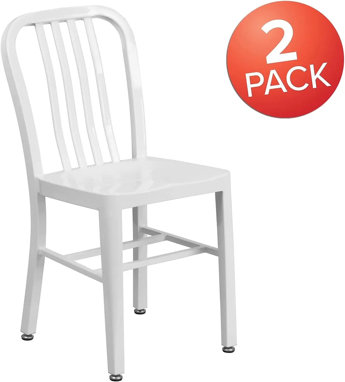 Cadeira interna-externa de metal branco Gael Commercial Grade 2 Pack