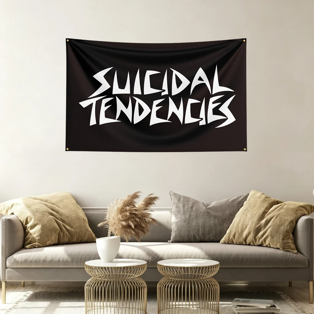 Suicidal Tendency Music Flag Banner Vivid Color Fade Resistant With Metal Grommets Outdoor Garden Yard Indoor Dorm Room Wall Han
