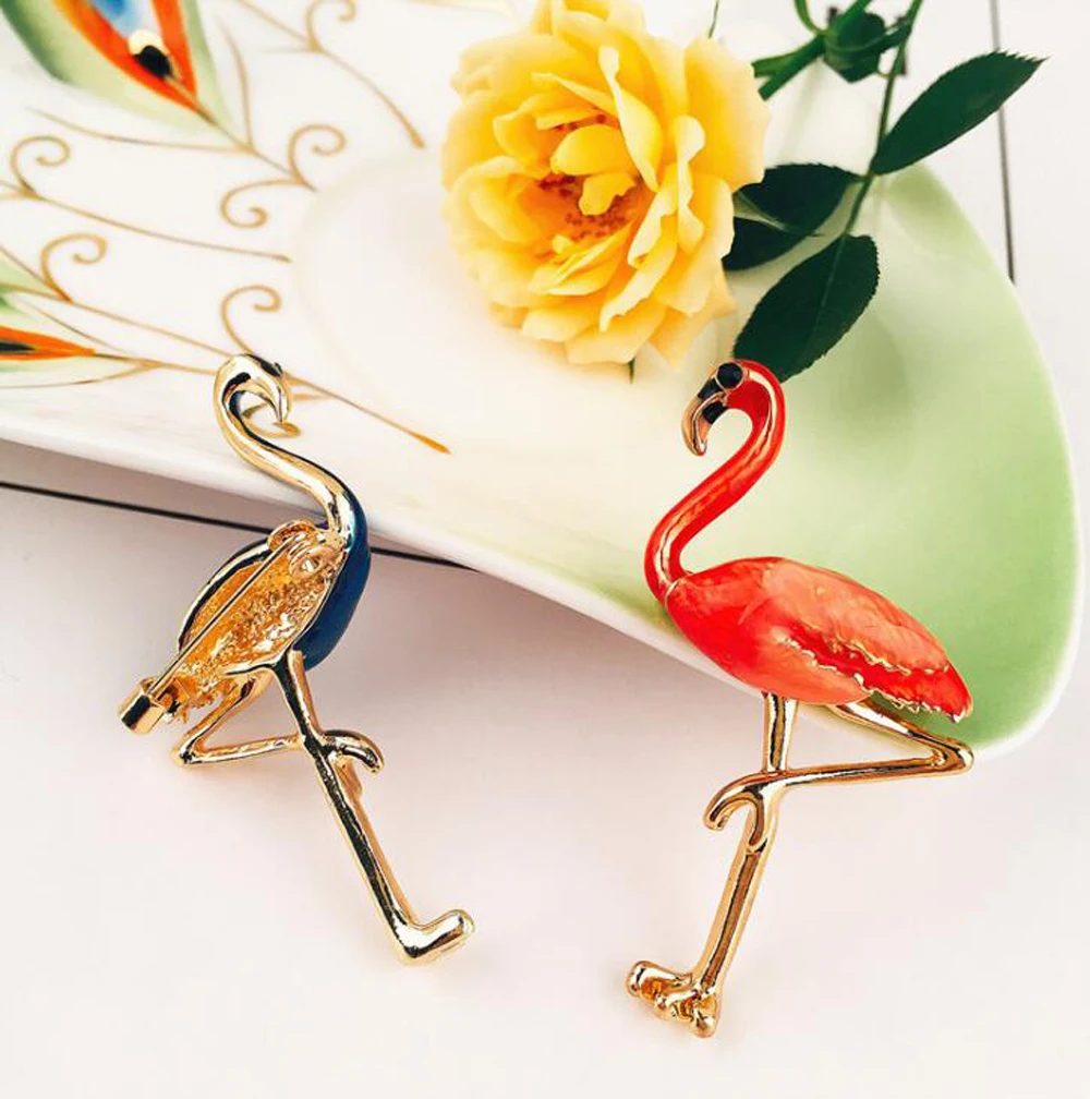 Cute Enamel Flamingo Brooches Unisex Women and Men Brooch Pin Bird Animal Broches Fashion Dress Coat Accessories