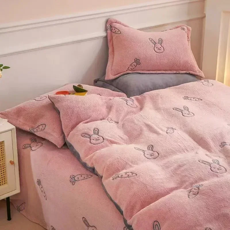 Winter Flannel Duvet Cover,Dual-color Soft Warm Quilt Flannel Coral Double  Cover Cozy Thick Comforter Cover for Adults Children