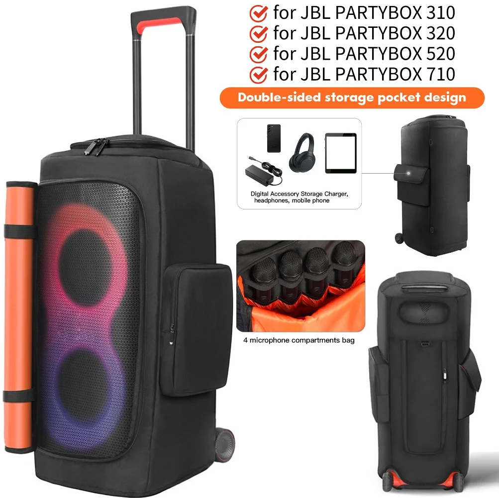 Étui de protection pour haut-parleur JBL PARTYBOX 310/320/520/710, sac de rangement pour haut-parleur avec fermeture éclair et poche pour micro, sac de rangement Double face Étui de protection pour haut-parleur JBL PARTYBOX 310/320/520/710, sac de rangement pour haut-parleur avec fermeture éclair et poche pour micro, sac de rangement Double face