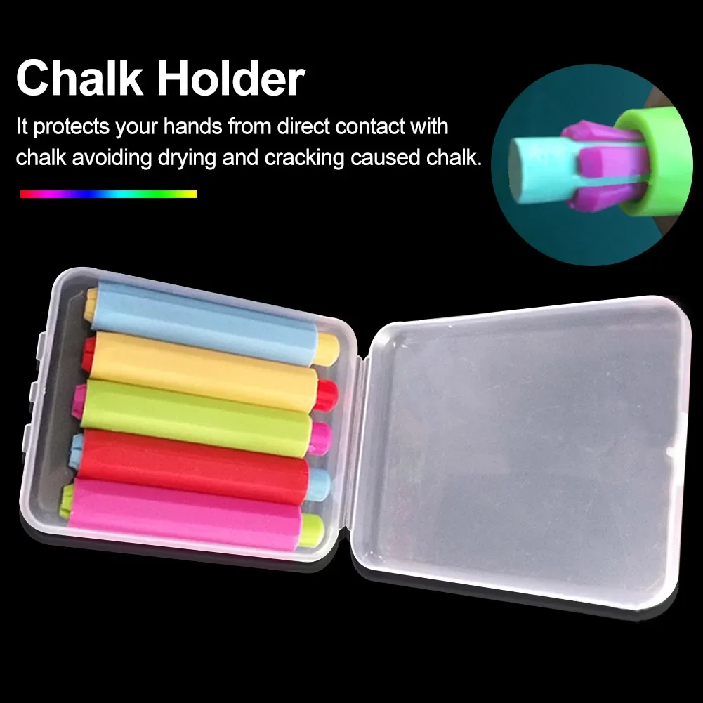 5pcs Hard Case Colourful Protective Clip Non-toxic Stationery Drawing Chalk Holder Storage Health Teacher Children School Office