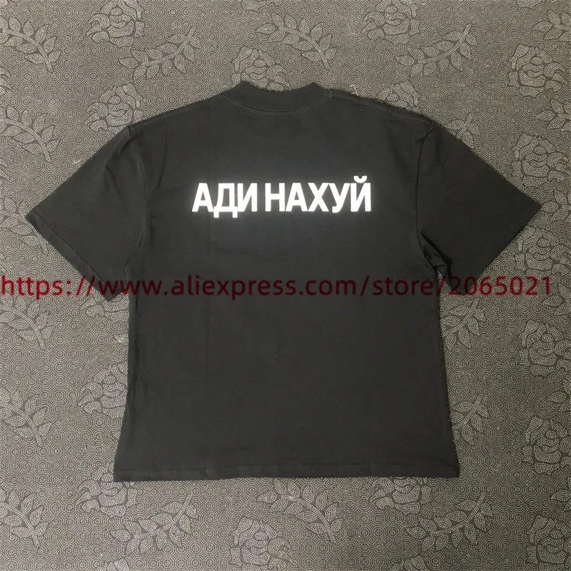 Kanye West YZY DONDA Men Women Russian Printing Clothing Casual Loose Oversize Tee Tops T Shirt