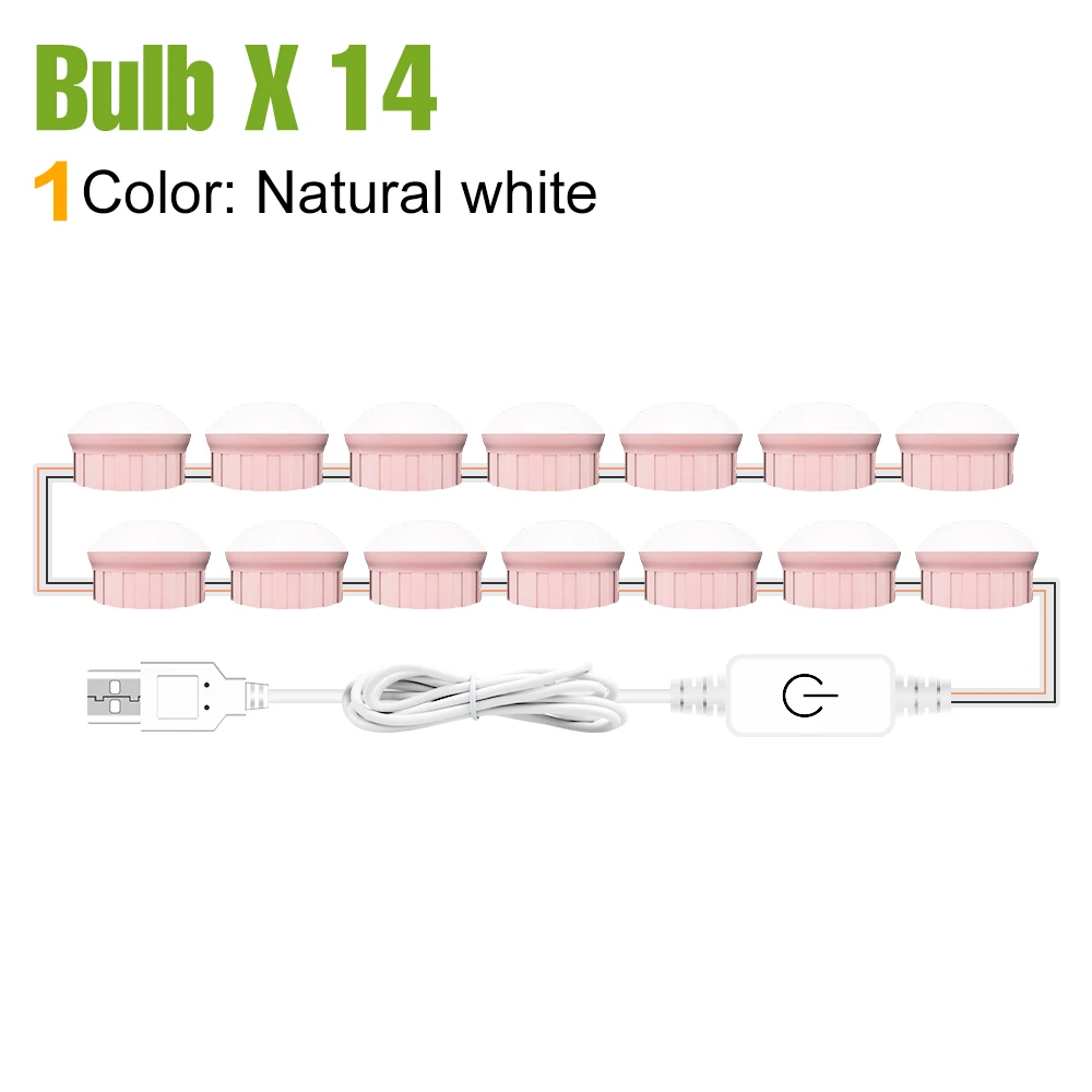 LED Make-upspiegel Gloeilamp Kaptafellamp Dimbaar Thuis Badkamer Slaapkamer Spiegels Decoratie Verlichting Wit/Roze USB DC 5V