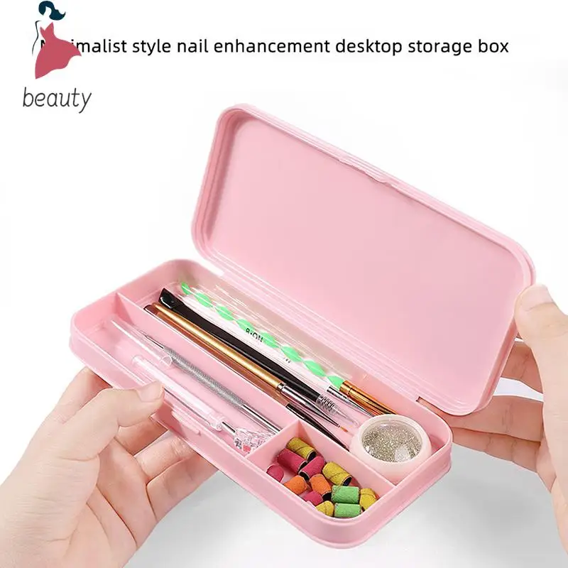 Plastic Nail Art Storage Box, Nail Parts Organizer, Cuboid Container, Packaging Case para Nail Brush File, Manicure Tools