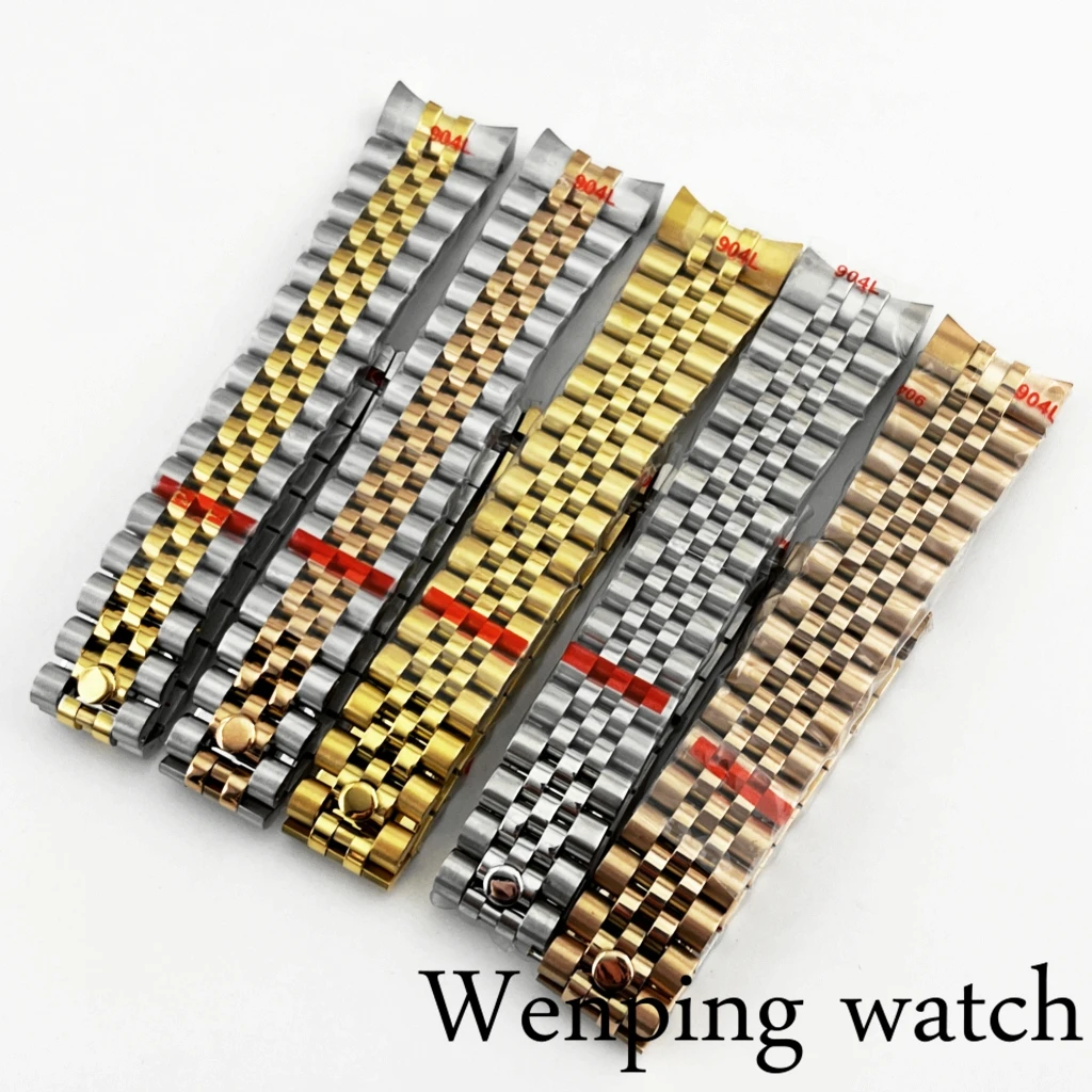 New 20mm President Bracelet 904L Stainless Steel Screw Links Band Folding Buckle Watch Strap Watch Assembly Accessories Parts