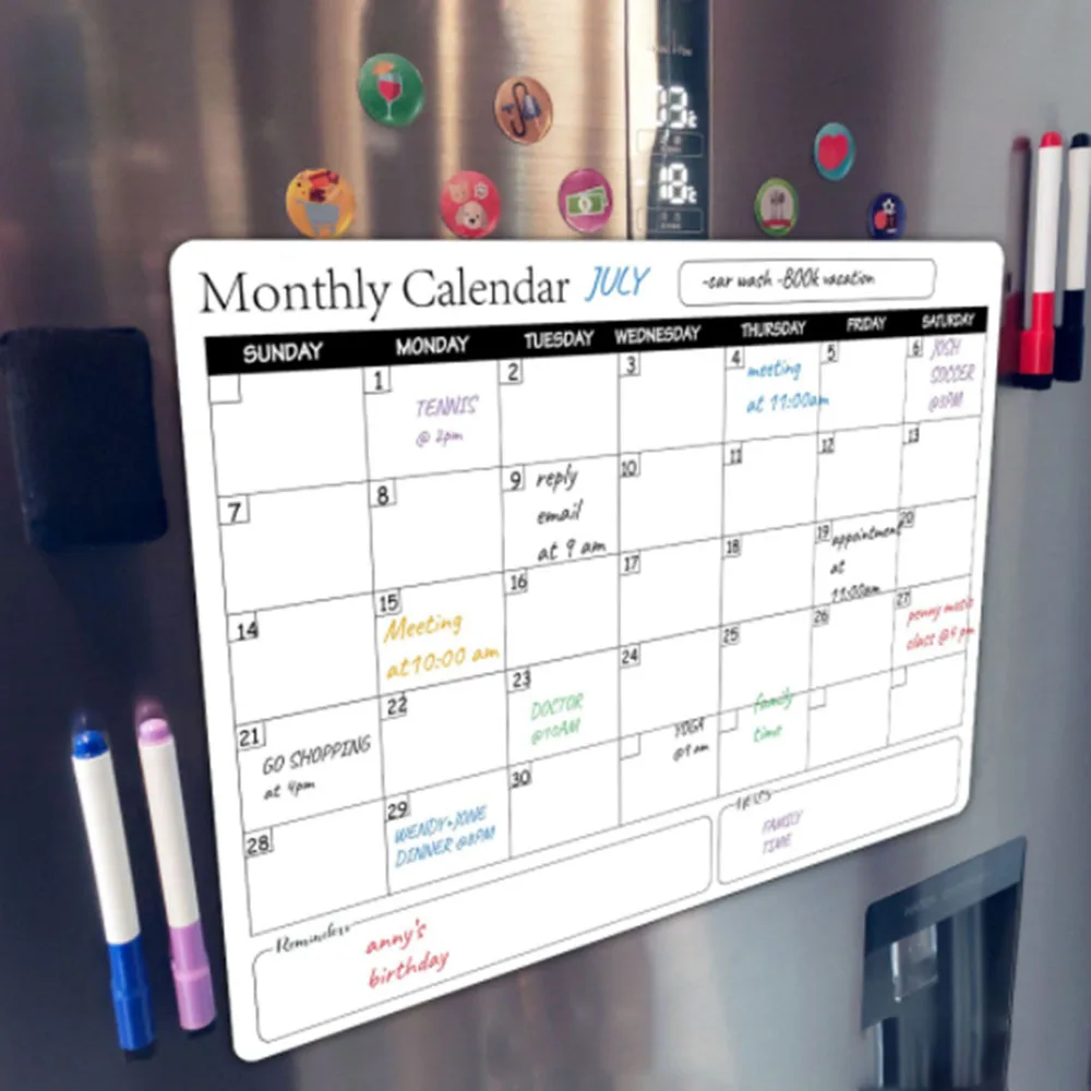 

1 Piece Magnetic Monthly Week Planner Calendar Sheet Dry Erase Calendar Whiteboard Refrigerator Message Board Home Decoration