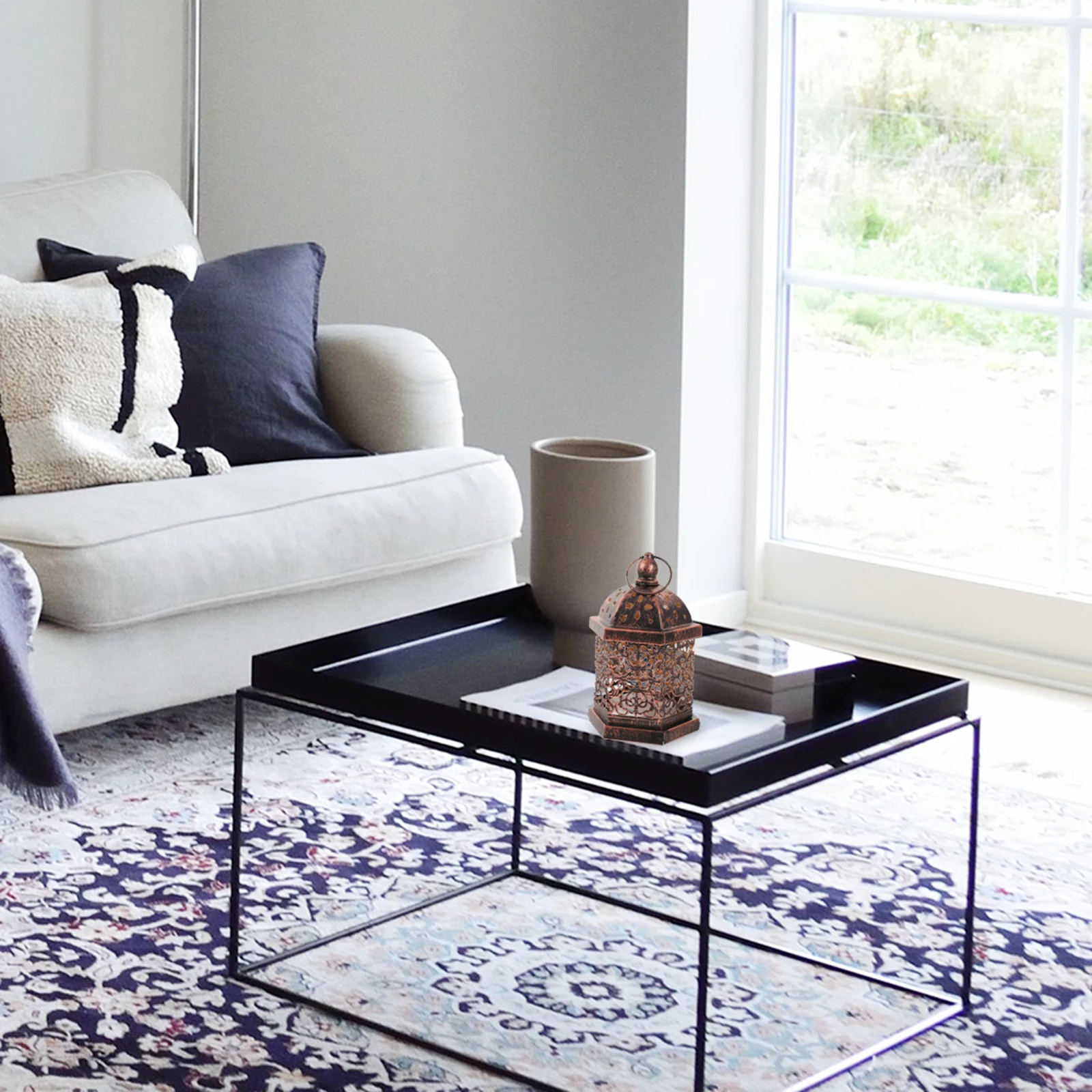 

Vintage Morocco Iron Lantern Decorative C Light Home Morocco C Lamp Flameless nament Retro Metal Hollow Work Elegant